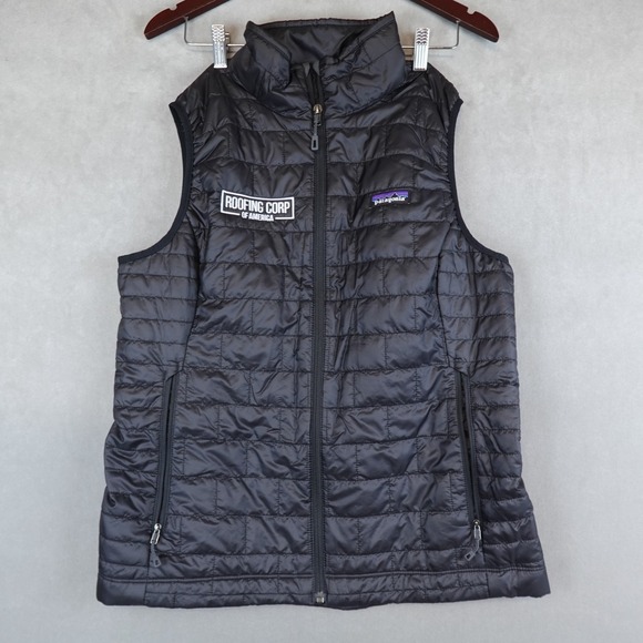 Patagonia Jackets & Blazers - PATAGONIA Nanopuff Puffer Vest Top Womens Large Black Full Zip Primaloft Logo